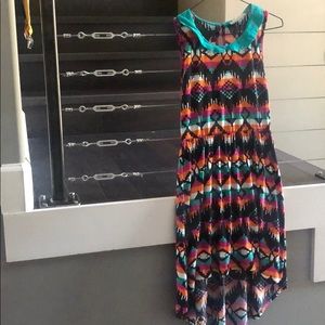 Multi color printed sleeveless dress